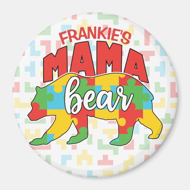 Aimant Personnaliser le nom des enfants Mama Bear Sensibi (Devant)
