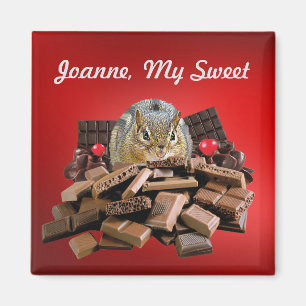 Aimant Personnaliser le plus doux jour Chocolat Chipmunk