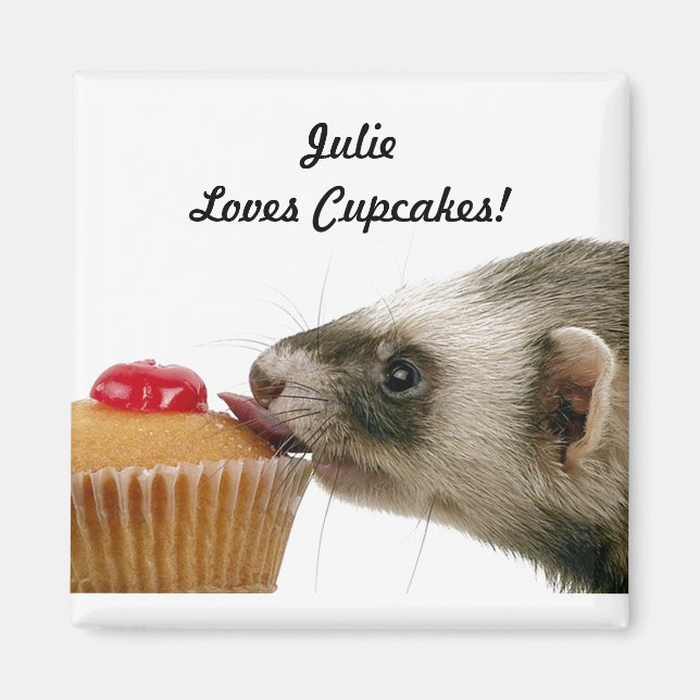 Aimant Personnaliser Nom Aime Cupcakes Ferrets (Devant)