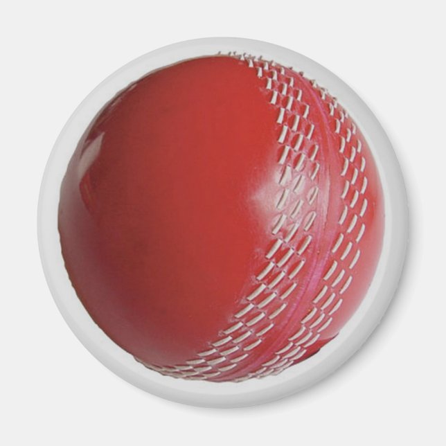 Aimant Personnaliser rouge de balle de cricket avec votre (Devant)
