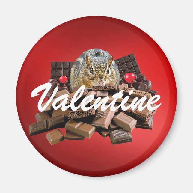 Aimant Personnaliser Saint-Valentin Chocolat Chipmunk (Devant)
