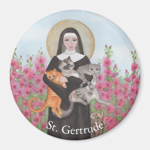 Aimant Personnaliser St Gertrude Patron d'aquarelle des c