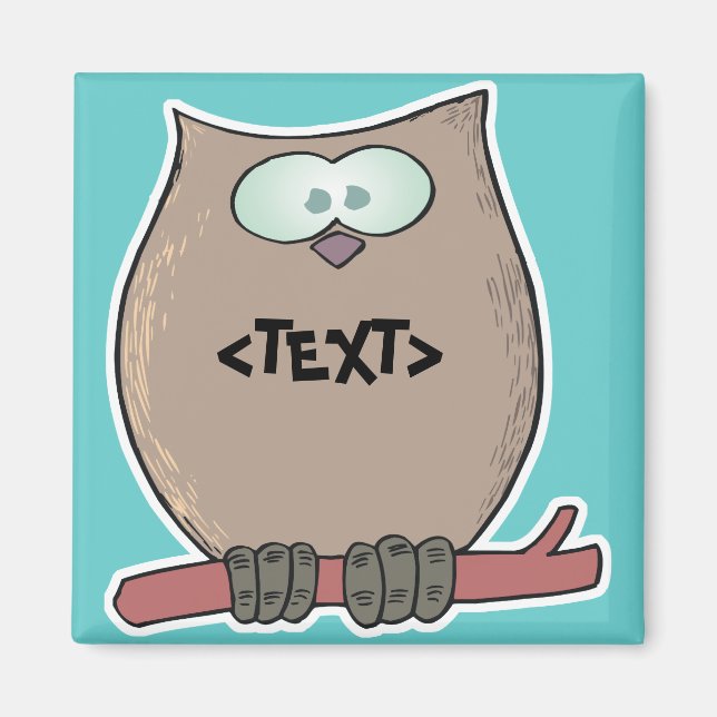 Aimant Personnaliser un hibou,<TEXT> (Devant)