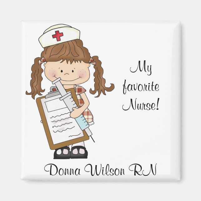 Aimant Personnalisez Brunette Nurse Gifts ! (Devant)