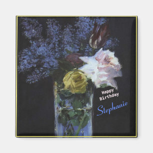 Aimant Personnalisez les Lilacs de tulipes Roses dans un