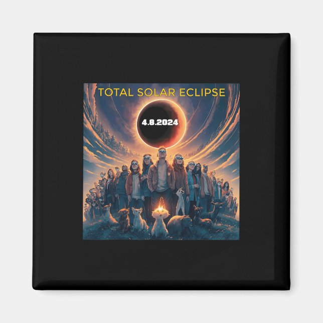 Aimant Personnes Eclipse Gles Total Solaire Eclipse 2024 (Devant)