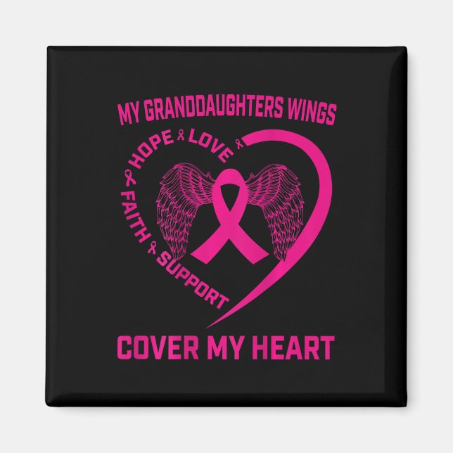 Aimant Perte De La Petite-Fille Cancer Du Sein Heart Wing (Devant)