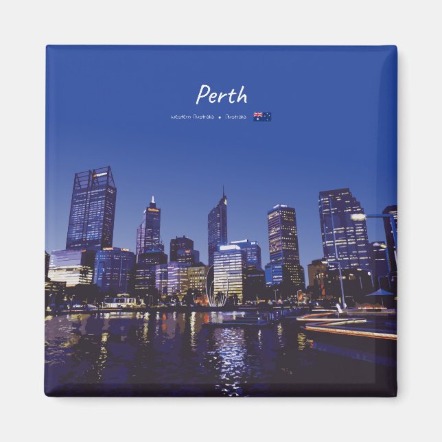 Aimant Perth, Australie - Ciel de la ville la nuit (Devant)