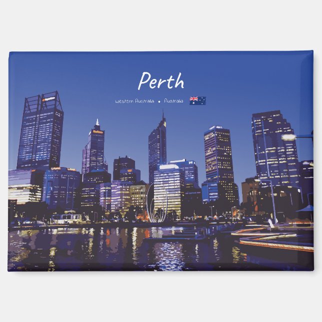 Aimant Perth, Australie - Ciel de la ville la nuit (Recto)
