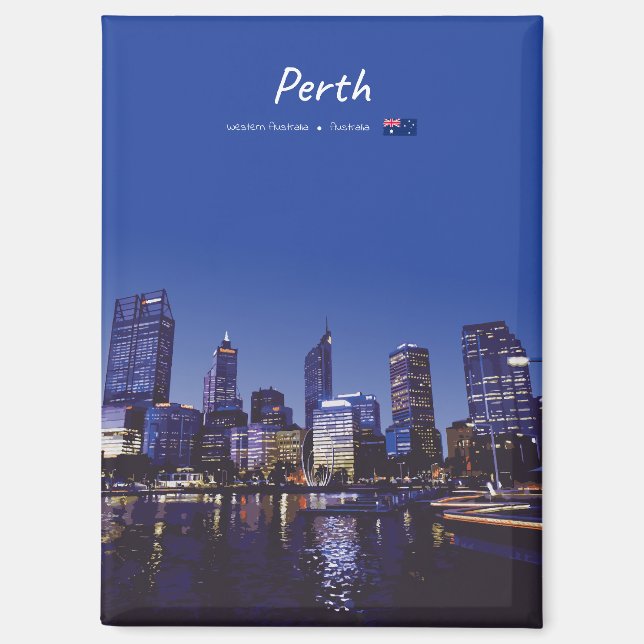 Aimant Perth, Australie - Ciel nocturne de la ville à pla (Recto)