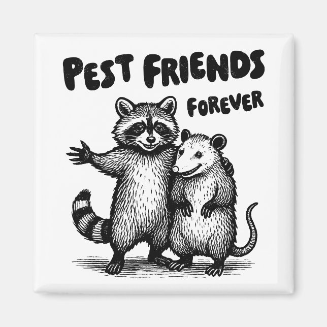 Aimant Pest Friends Forever Black Print (Devant)