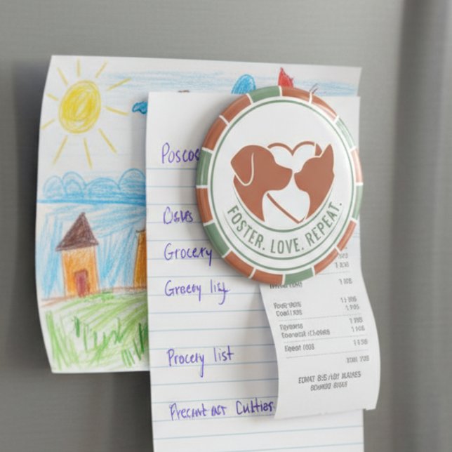 Aimant Pet Foster Parent Gift - Rescue Love Repeat Heart (Pet foster appreciation magnet)