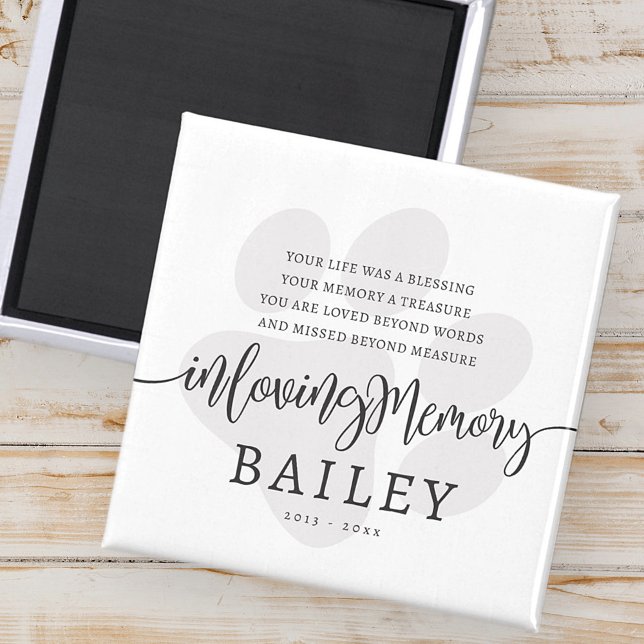 Aimant Pet Memorial Moderne Élégant Simple Chic Paw (Créateur téléchargé)