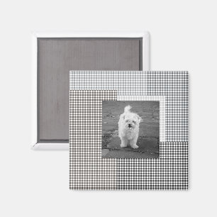 Aimant Pet PHOTO Classic En vichy Motif neutre chic