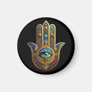 Aimant Pétales de fleurs de couleur de paon Hamsa Troisiè