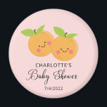 Aimant Petit Baby shower de cubes<br><div class="desc">Des petites cuties sont en route pour le design de baby showers avec d'adorables petites oranges de clémentine disposées sur un arrière - plan rose clair. Visitez notre boutique pour voir notre adorable collection de design de petites cuties.</div>