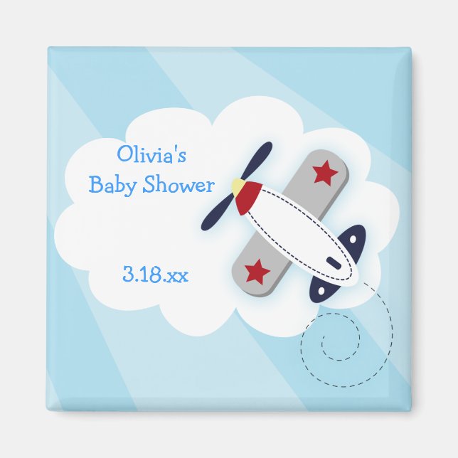 Aimant Petit bébé Aviateur Carré Favoriser l'aimant (Devant)