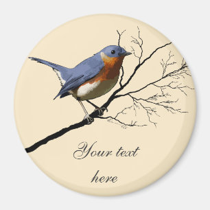 Aimant Petit bleu d'oiseau, rond