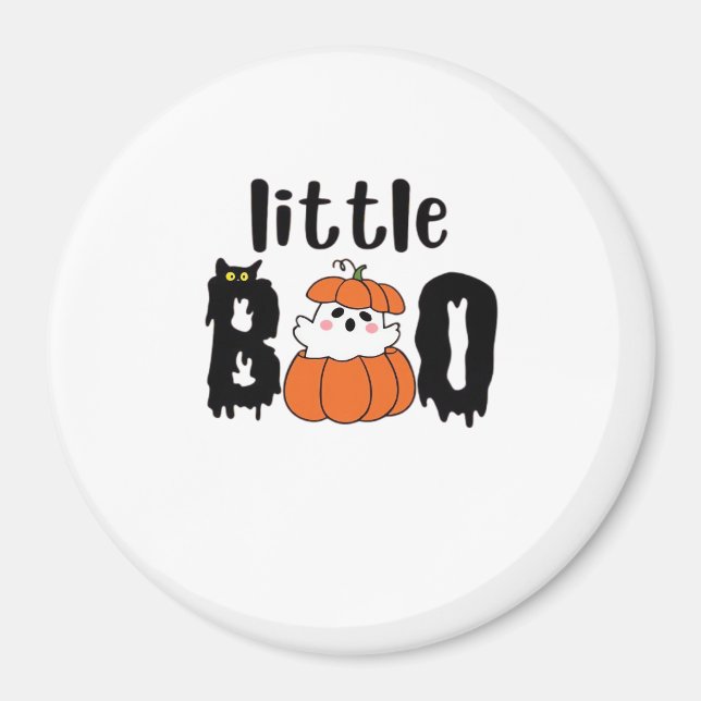 Aimant Petit Boo Mignon Citrouille Chat Halloween Style V (Devant)