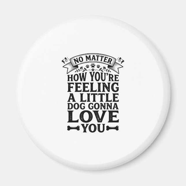 Aimant Petit Chien Amour Vous Conception de Typographie V (Devant)