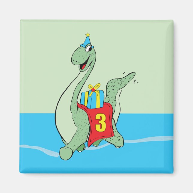 Aimant Petit garçon, 3e anniversaire Dinosaur (Devant)