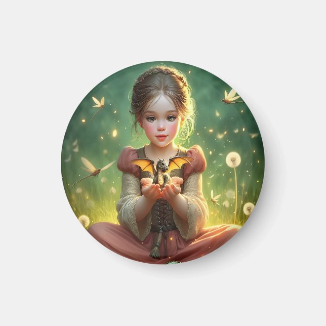 Aimant Petit gardien de dragon avec papillons (Devant)