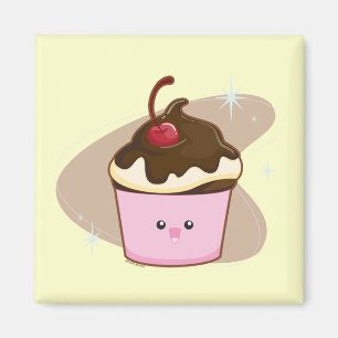 Aimant Petit gâteau de cerise de chocolat