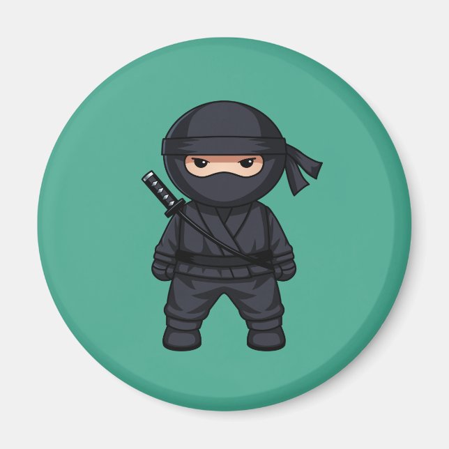 Aimant Petit guerrier ninja sur fond vert (Devant)