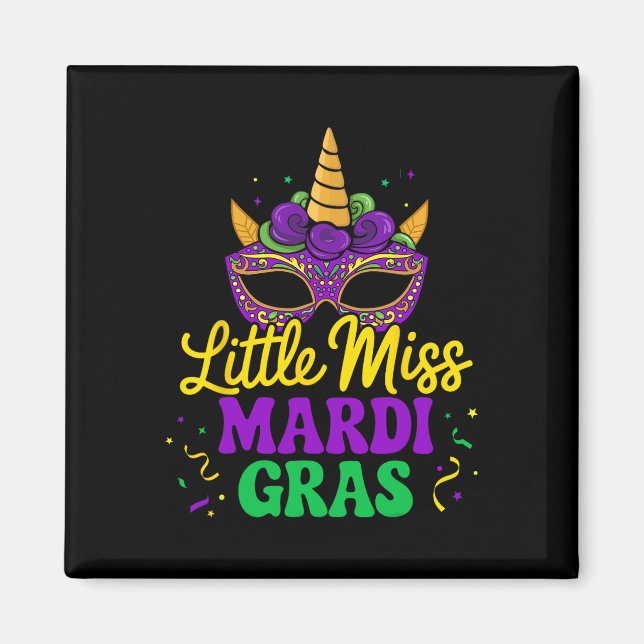 Aimant Petit masque de licorne Mardi Gras pour filles et  (Devant)