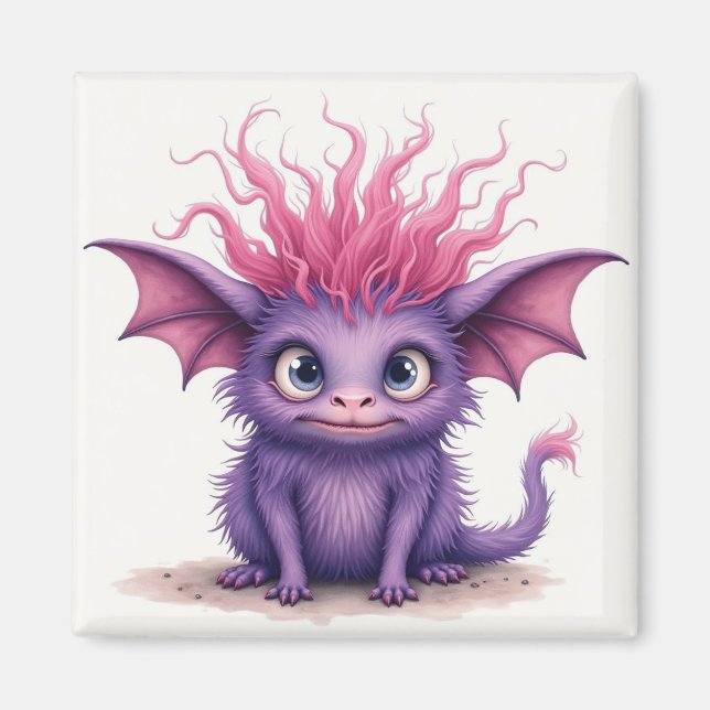 Aimant Petit Monstre mignon et rose (Devant)