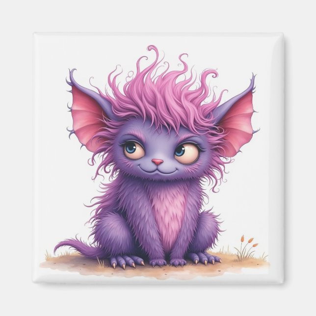 Aimant Petit Monstre mignon et rose (Devant)
