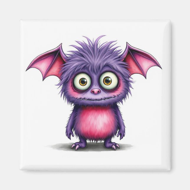 Aimant Petit Monstre mignon et rose (Devant)