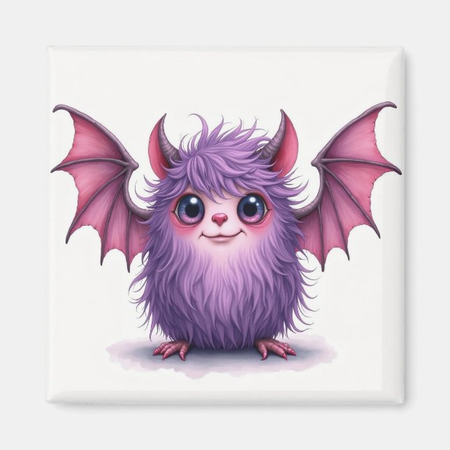 Aimant Petit Monstre mignon et rose (Devant)
