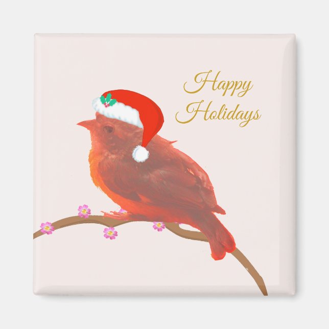 Aimant Petit oiseau mignon de Noël (Devant)