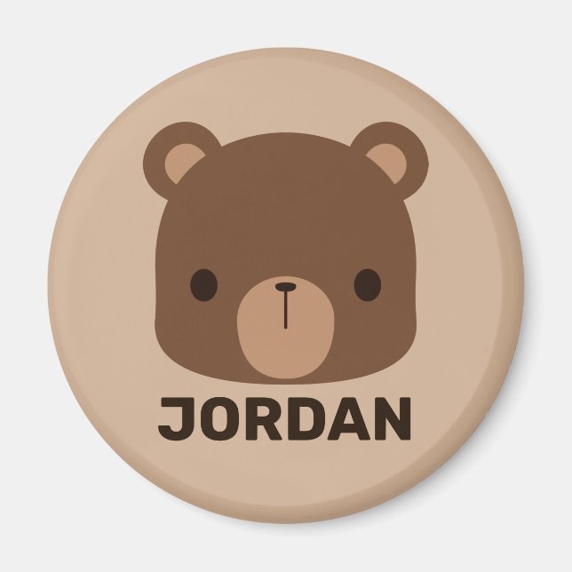 Aimant Petit ours Brown mignon avec nom personnalisé (Devant)