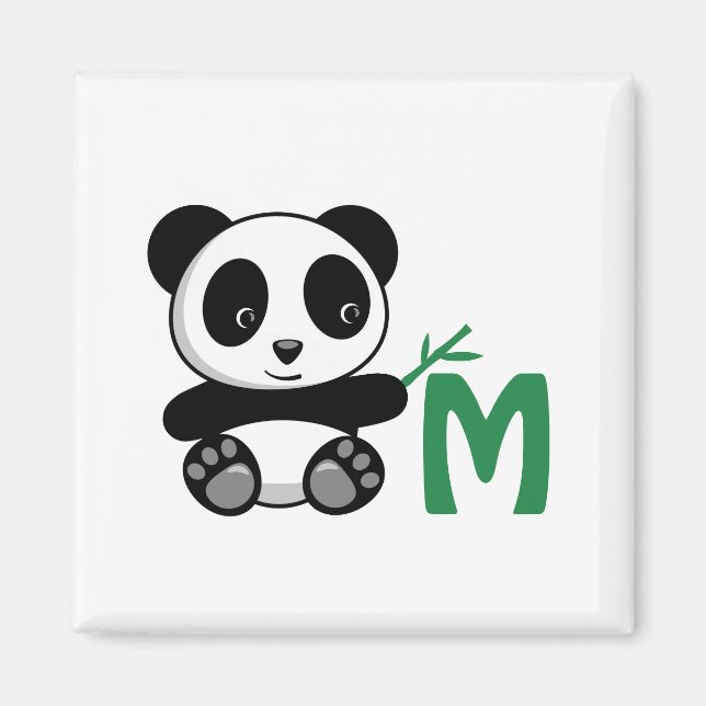 Aimant Petit panda mignon avec Monogramme à bâtonnet de b (Devant)