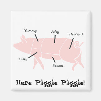 Aimant Petit Piggie Rose avec Étiquettes savoureux