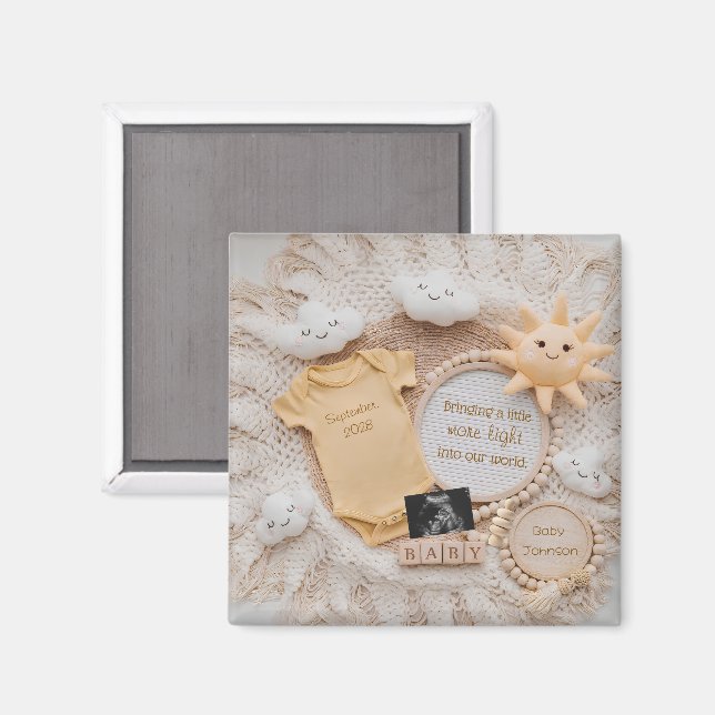 Aimant Petit rayon de soleil cadeau d'annonce de grossess (Recto/Verso)