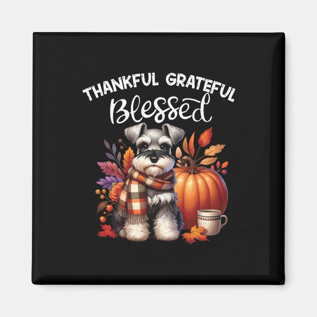 Aimant Petit Schnauzer Chien Citrouille épice Happy Fall  (Devant)