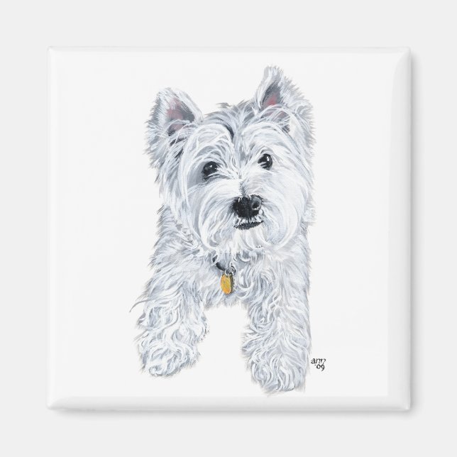 Aimant Petit Westie curieux (Devant)