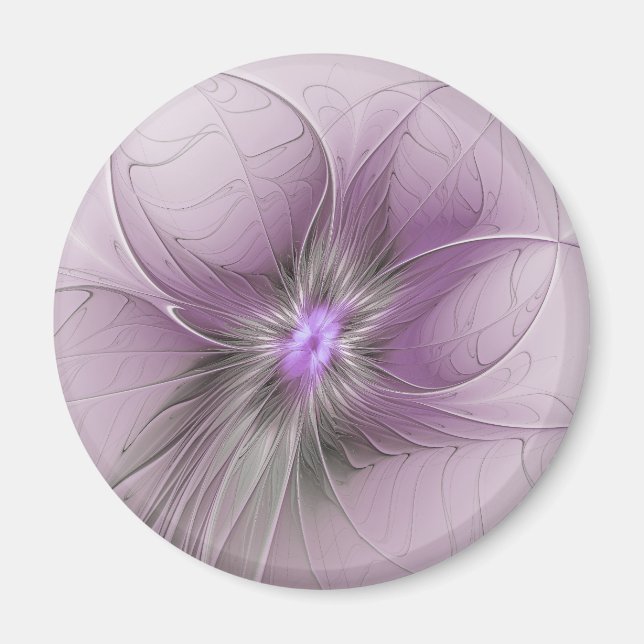 Aimant Petite Beauté Moderne Fleur d'Art Fractal Gris Mau (Devant)