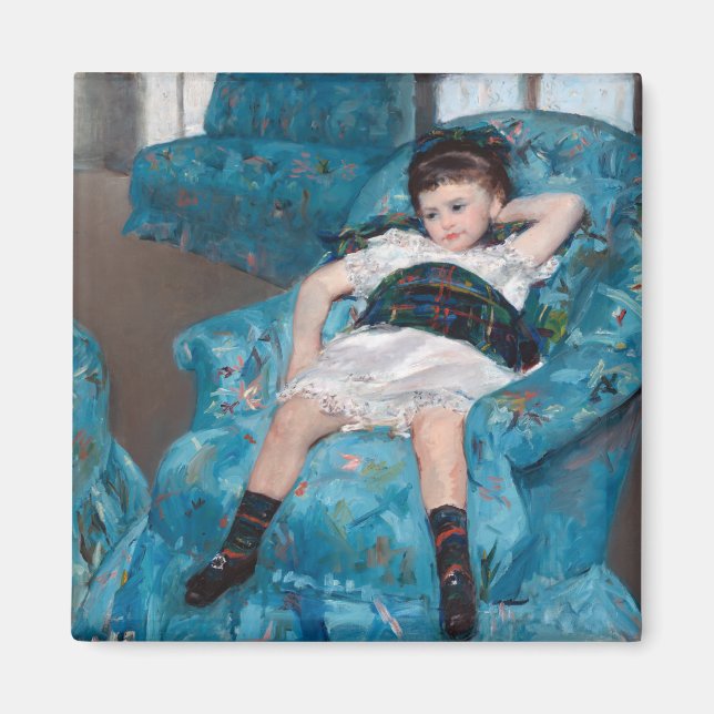 Aimant Petite fille dans un fauteuil bleu, Cassatt (Devant)
