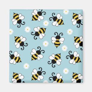 Aimant Petites abeilles mignonnes et fleurs marguerites m