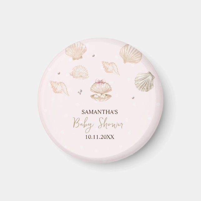 Aimant Petites coquilles de perles points Baby Shower (Devant)
