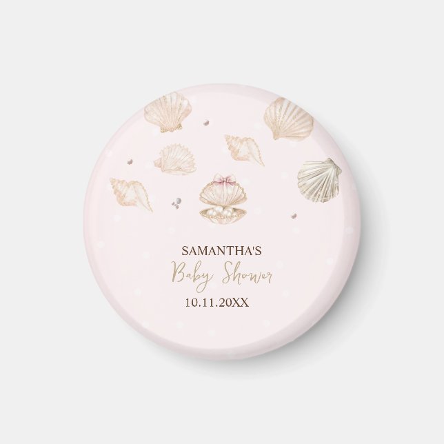 Aimant Petites coquilles de perles points Baby Shower (Devant)