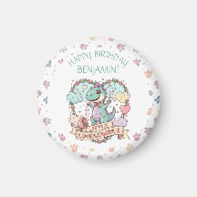 Petits cœurs Dino Anniversaire Personnalisé