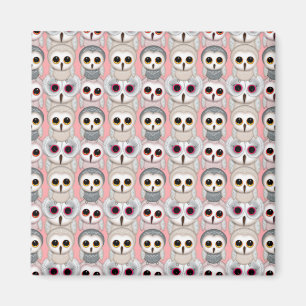 Aimant Petits hiboux sur motif rose
