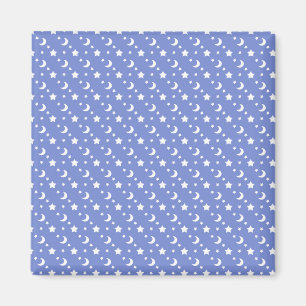 Aimant Petits motifs d'étoiles et de lunes sur fond bleu