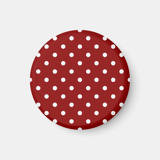 Aimant Petits Pois - Blanc sur Rouge foncé (Devant)