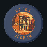 Aimant Petra Jordan cercle retro désorganisé<br><div class="desc">OEuvre vectorielle Petra. Petra est un site archéologique célèbre dans le désert du sud-ouest de la Jordanie. Datant d'environ 300 av. J.-C.,  c'était la capitale du royaume nabatéen.</div>